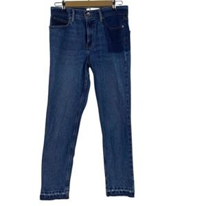 BDG Urban Outfitters High Waisted Straight Leg Jeans Medium Wash Blue Denim